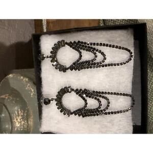 Black Rhinestone Dangle Earrings